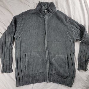 Tommy Bahama Jeans Mens XL Gray Cardigan Sweater Jacket Full Zip Heavyweight